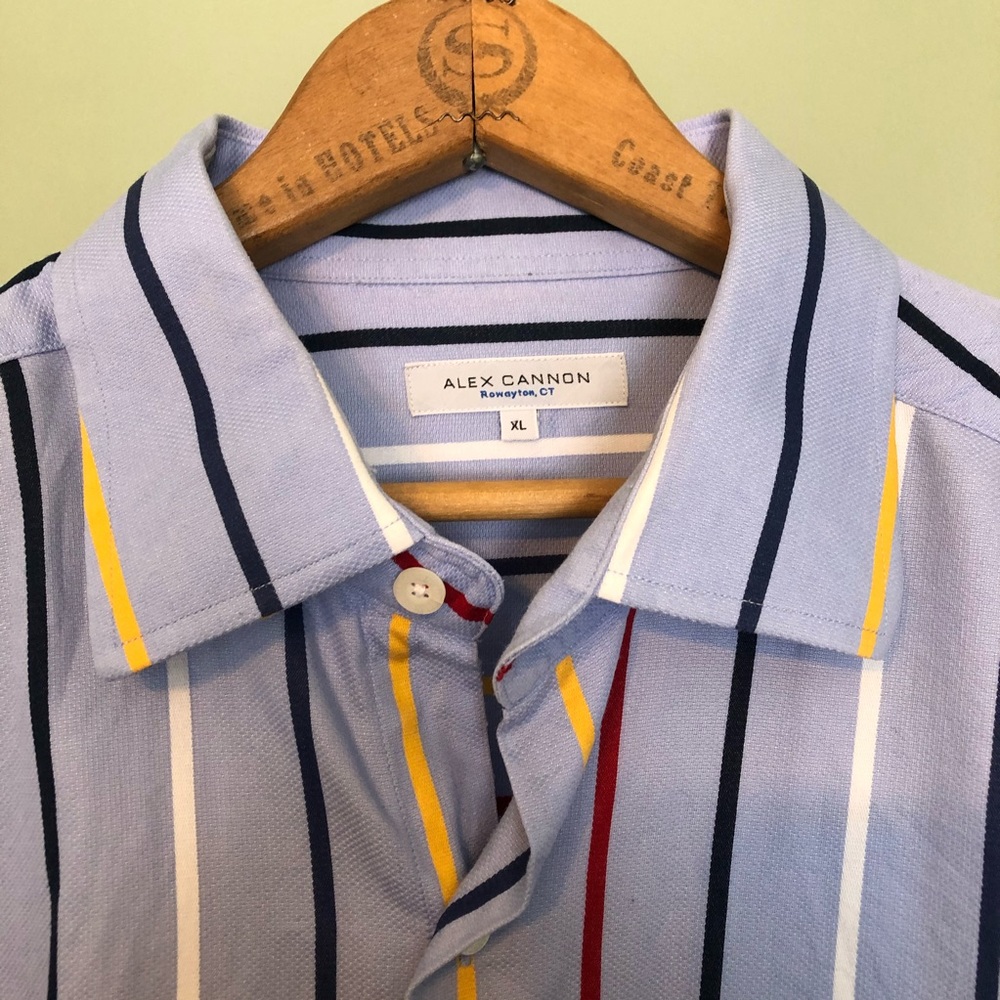 Alex Cannon Striped Multi Color Button Down Shirt - image 3